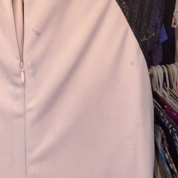 Ladies sleeves Pink dress black mesh lace zipper back small marks see photo - Picture 5 of 6